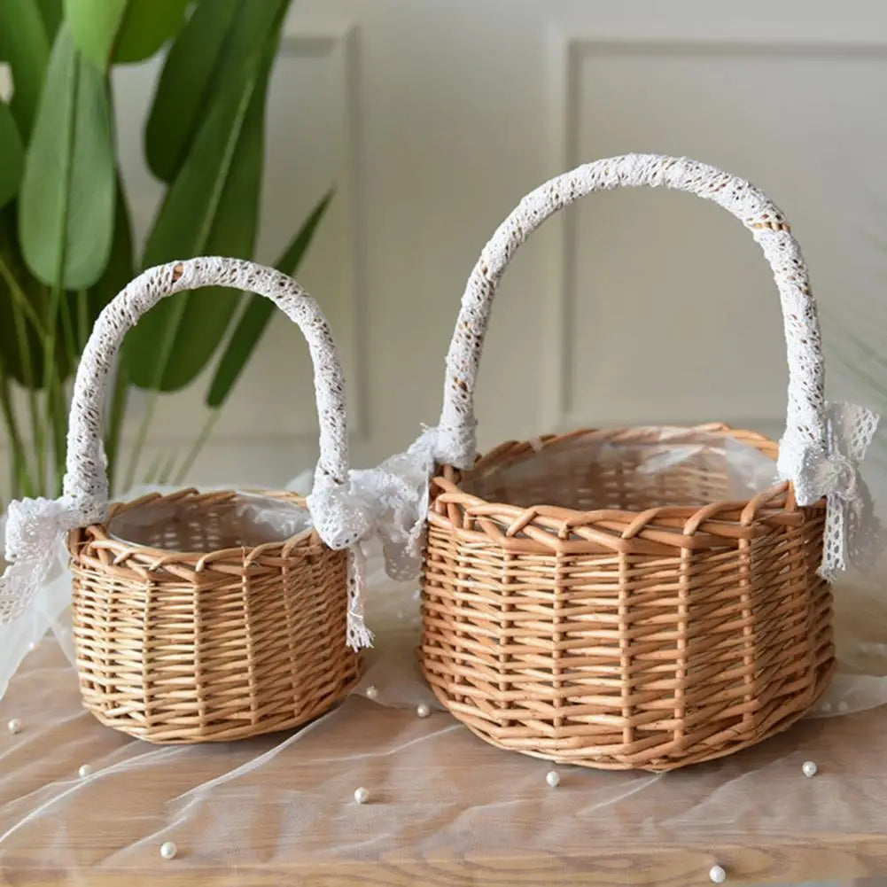 Wicker Rattan Flower Basket