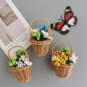 Flower Basket Fridge Magnets Fake Flower