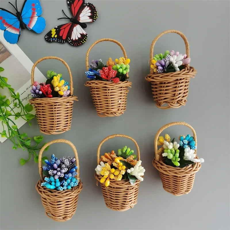 Flower Basket Fridge Magnets Fake Flower