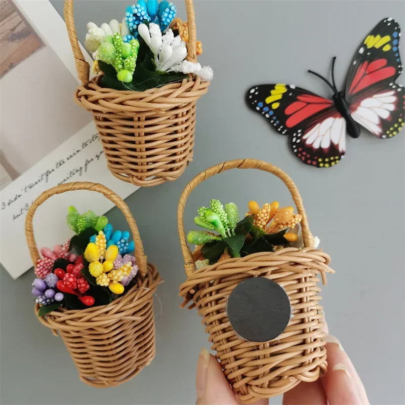 Flower Basket Fridge Magnets Fake Flower