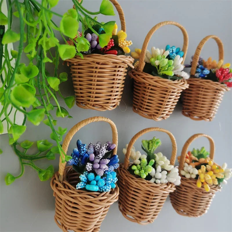 Flower Basket Fridge Magnets Fake Flower